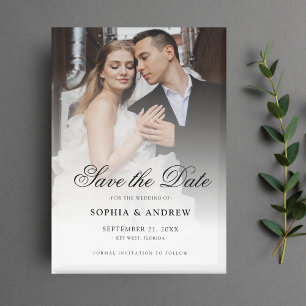 Elegant Script Custom Photo Save the Date Wedding Magnet