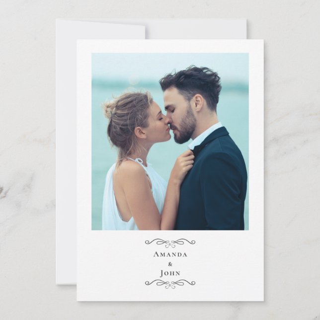 Elegant Script Custom Photo Wedding Classic Grey I Invitation (Back)