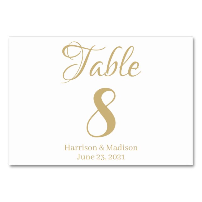 Elegant script custom text Wedding horizontal Table Number (Back)