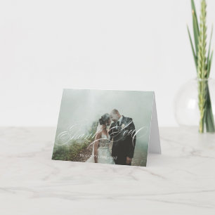 Elegant Script Customized Photo Wedding Thank You Card