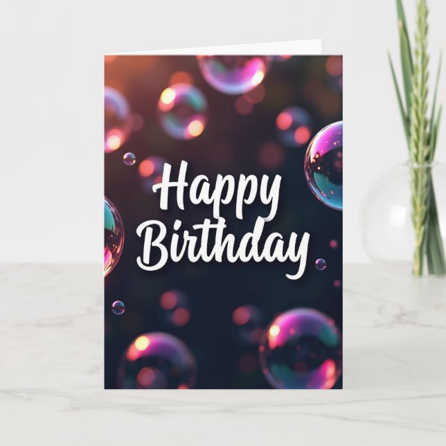 Elegant Script Dark Birthday Card (Front)