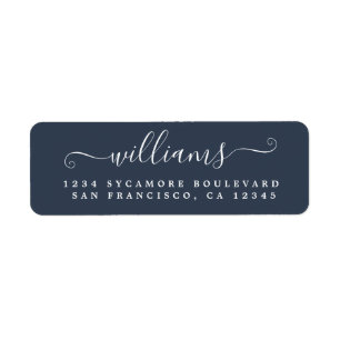 Elegant Script Dark Blue Family Return Address