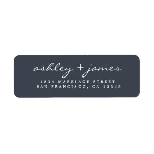 Elegant Script Dark Blue Wedding Return Address