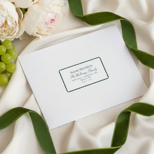 Elegant Script Dark Green Formal Wedding Label