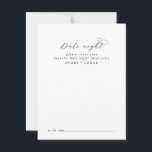 Elegant Script Date Night Idea Advice Card<br><div class="desc">These elegant script date night idea cards are the perfect activity for a simple wedding reception or bridal shower. The minimalist black and white design features fancy romantic typography with modern glam style. Customizable in any colour. Keep the design minimal and classy, as is, or personalize it by adding your...</div>