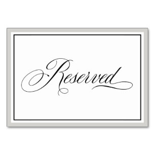 Élégant script de carte de table réservée