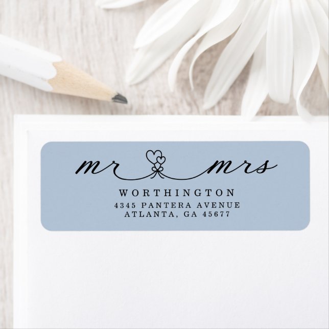 Élégant Script de Coeurs M & Mme Mariage (En situation)