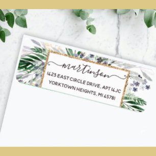 Élégant Script de verdure Gold Frame Adresse de re