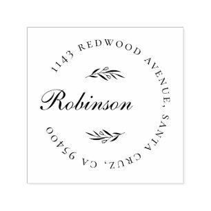 Elegant Script & Delicate Branches Return Address Self-inking Stamp