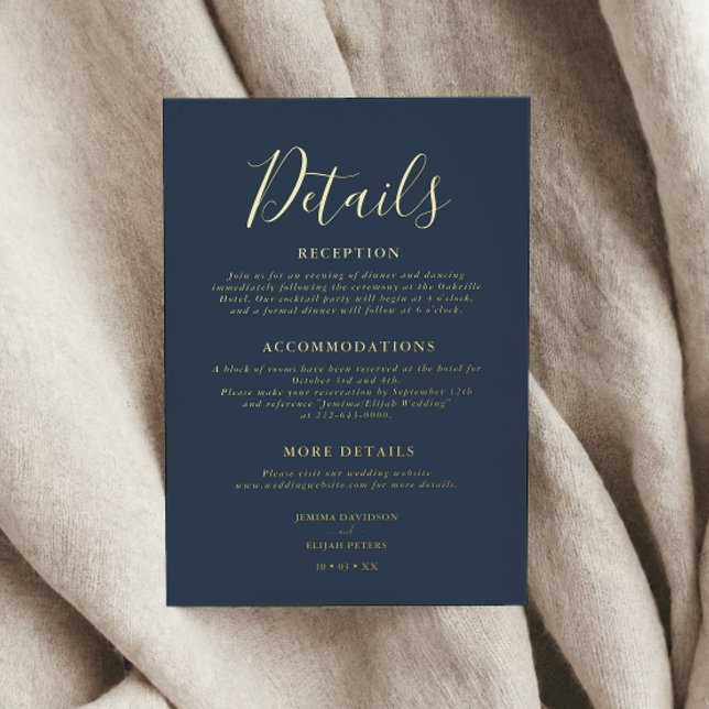 Elegant Script Details Wedding Enclosure Card (Creator Uploaded)