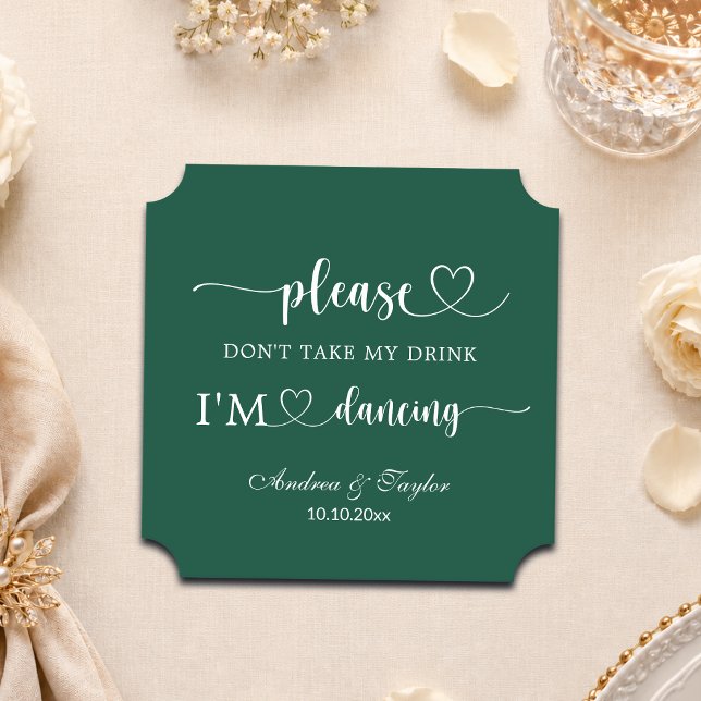 Elegant Script Don't Take My Drink Wedding Paper Coaster (Creator Uploaded)
