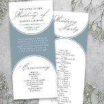 Elegant Script Dusty Blue Arch Wedding Program<br><div class="desc">Dusty Blue wedding program with modern arches and elegant script calligraphy. Minimalist yet striking design in dusty blue and white. Coordinating invitations, stationery and day of event decor can be found in my Wedding Colours collection. If you would like different colours or additional templates for matching products, please message me...</div>