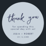 Elegant Script Dusty Blue Thank You Classic Round Sticker<br><div class="desc">Elegant Script Dusty Blue Thank You Classic Round Sticker. Matching items available.</div>