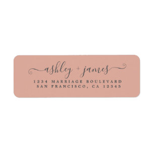 Élégant Script Dusty Mariage rose Adresse de retou