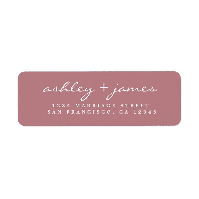 Elegant Script Dusty Rose Wedding Return Address (Front)