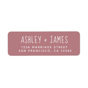 Elegant Script Dusty Rose Wedding Return Address