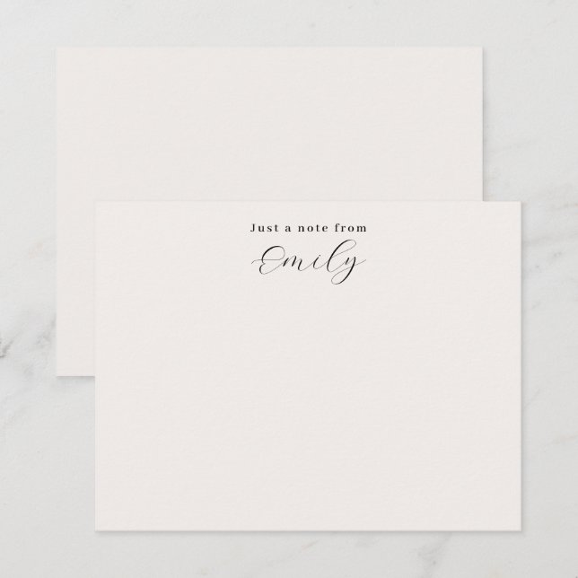 Elegant Script Ecru Personalized Flat Card (Front/Back)