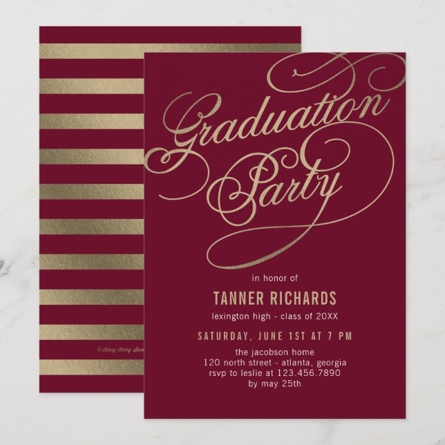 Elegant Script EDITABLE COLOR Graduation Card (Front/Back)