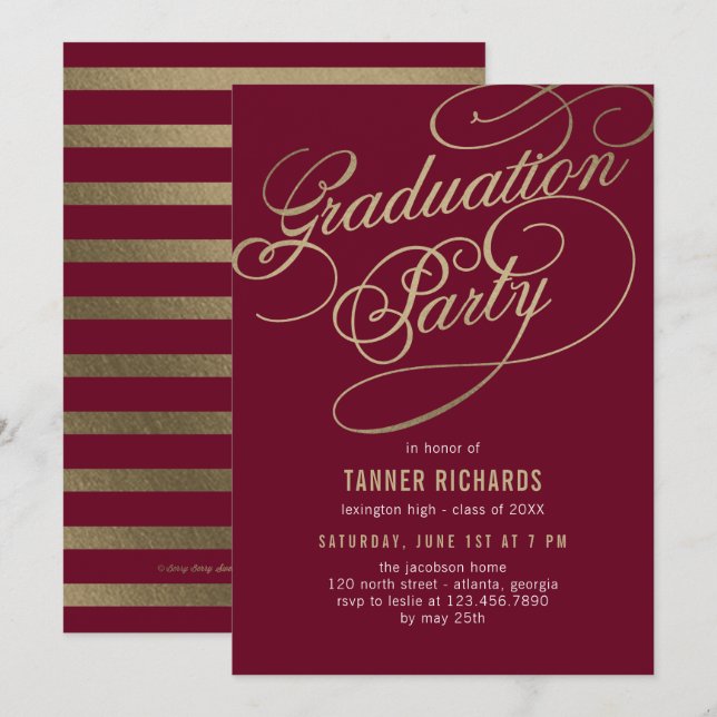 Elegant Script EDITABLE COLOR Graduation Invite (Front/Back)