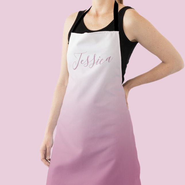 Elegant Script & Editable Pink (any colour) Ombre Apron (Creator Uploaded)