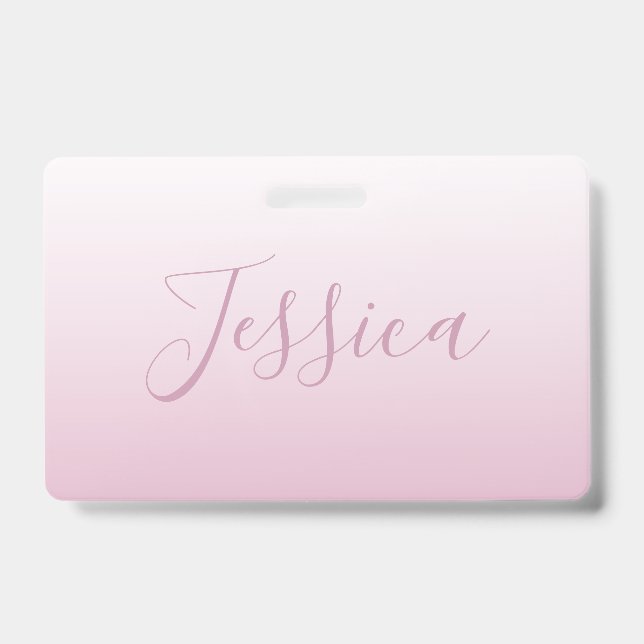 Elegant Script & Editable Pink (any colour) Ombre Badge (Front)