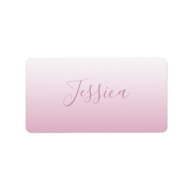 Elegant Script & Editable Pink (any colour) Ombre Label (Front)