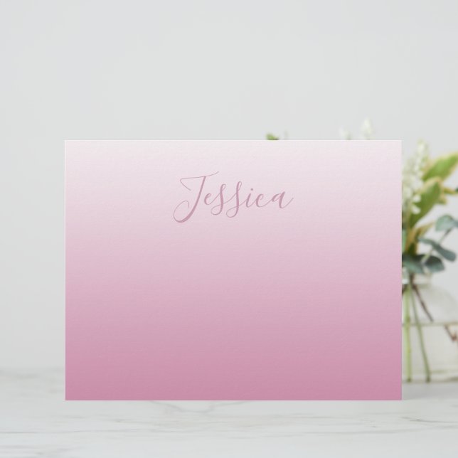 Elegant Script & Editable Pink (any colour) Ombre Letterhead (Standing Front)