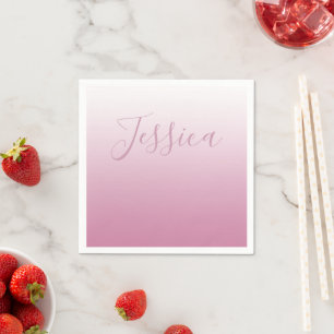 Elegant Script & Editable Pink (any colour) Ombre Napkin