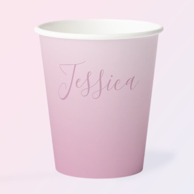 Elegant Script & Editable Pink (any colour) Ombre Paper Cups (Creator Uploaded)