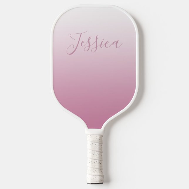 Elegant Script & Editable Pink (any colour) Ombre Pickleball Paddle (Front)