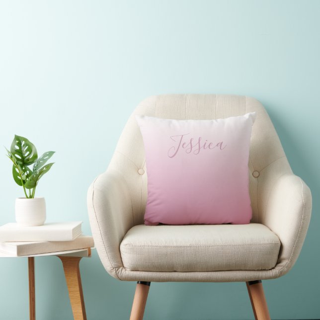 Elegant Script & Editable Pink (any colour) Ombre Throw Pillow (Chair)