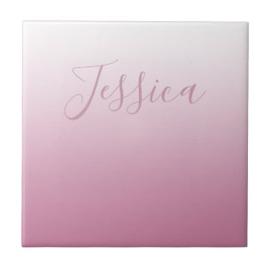 Elegant Script & Editable Pink (any colour) Ombre Tile