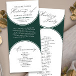Elegant Script Emerald Green Arch Wedding Program<br><div class="desc">Emerald Green wedding program with modern arches and elegant script calligraphy. Minimalist yet striking design in green and white. Coordinating invitations, stationery and day of event decor can be found in my Wedding Colours collection. If you would like different colours or additional templates for matching products, please message me to...</div>