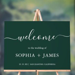 Elegant Script Emerald Green Minimalist Wedding Acrylic Sign