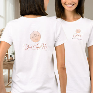 Elegant Script Employee Name Business Logo Makeup T-Shirt