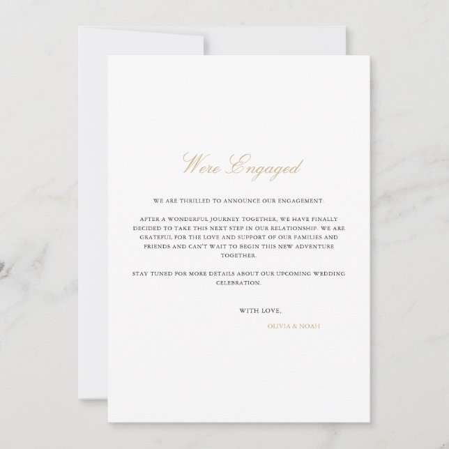 Elegant Script Engagement Announcement Card (Front)
