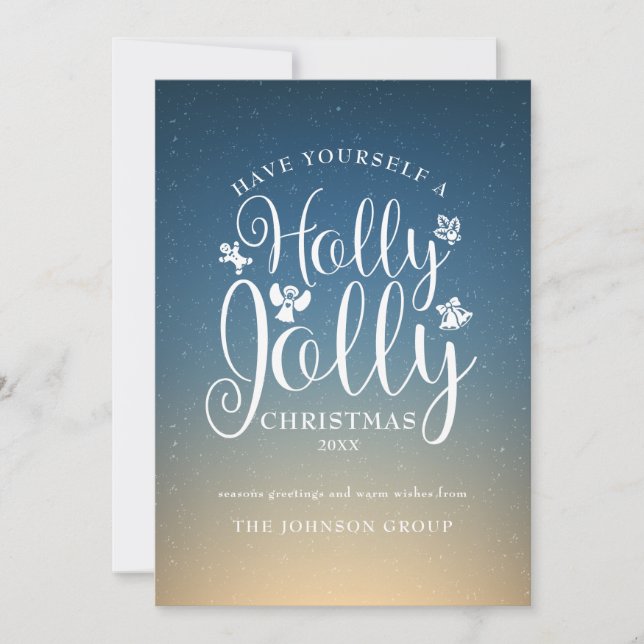 Élégant Script Entreprise Holly Jolly Carte de vac (Devant)