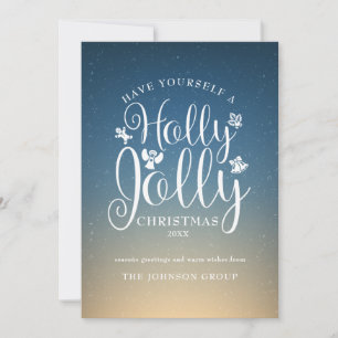 Élégant Script Entreprise Holly Jolly Carte de vac