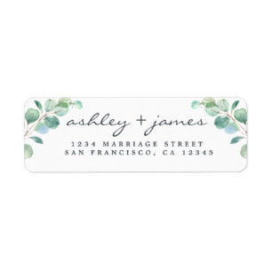 Elegant Script Eucalyptus Wedding Return Address L
