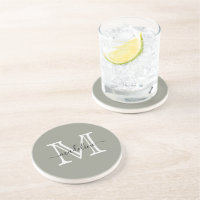 Elegant Script Evergreen Fog Monogram Kitchen
