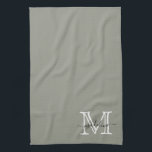 Elegant Script Evergreen Fog Monogram Kitchen Towel<br><div class="desc">Elegant Script Evergreen Fog Monogram kitchen towel</div>