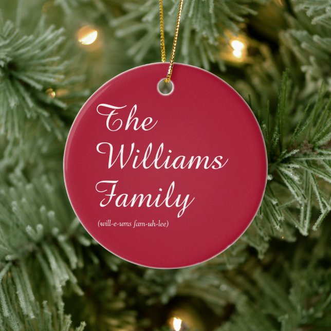 Elegant Script Family Definition Stylish Holiday Ceramic Ornament (Tree)