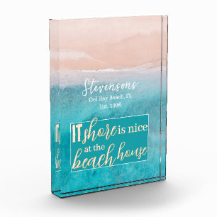 Elegant Script Family Name Beach Vacation House  Photo Block
