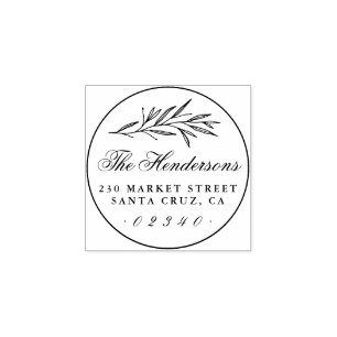 Elegant Script Family Name Classic Return Address Rubber Stamp