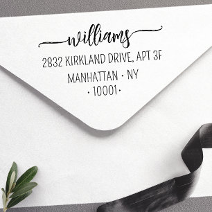 Elegant Script Family Name Return Address Self-inking Stamp