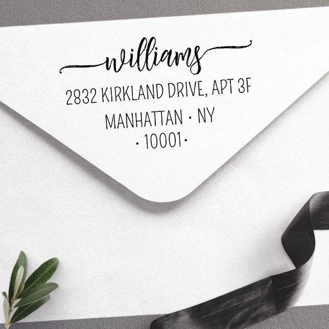 Elegant Script Family Name Return Address Self-inking Stamp (Creator Uploaded)