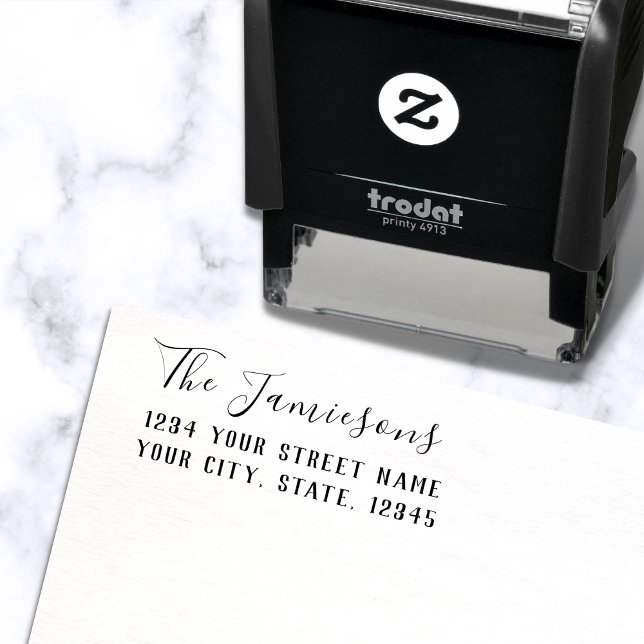 Elegant Script Family Name Return Address Self-inking Stamp (Creator Uploaded)