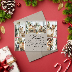 Elegant Script Family Photo Collage Christmas Card Acrylic Invitations