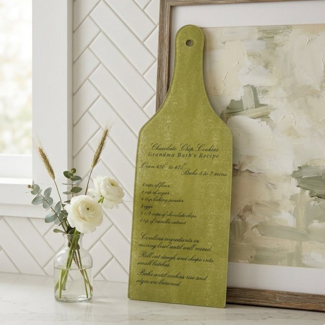 Elegant Script Family Recipe Chartreuse  Cutting Board (Elegant Script Family Recipe Chartreuse Cutting Board)