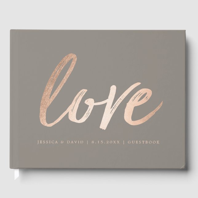 Elegant Script Faux Foil Guest Book (Front)